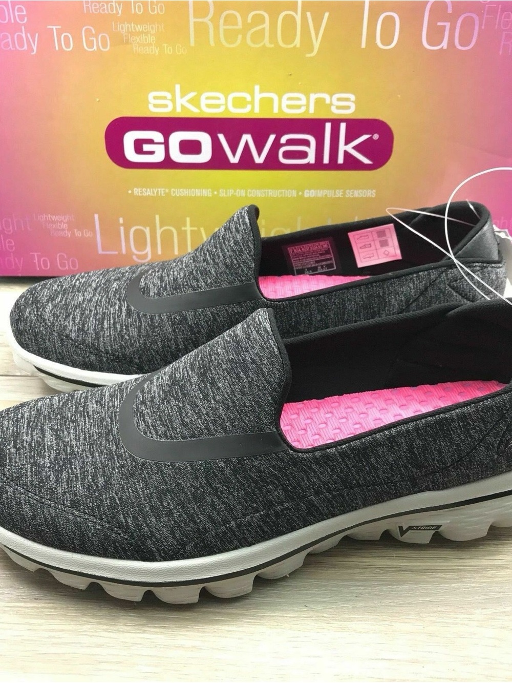 NWT- Skechers GOwalk Women's Slip-On Walking Shoes - Gray- Size 6.5
